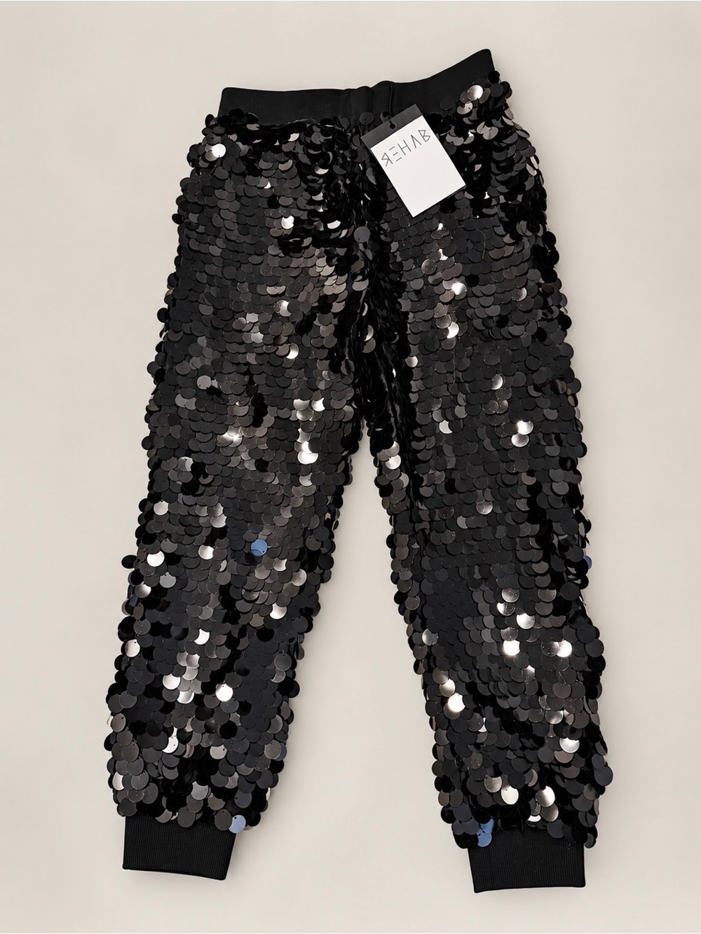 REHAB BLACK SEQUIN JOGGERS SMALL BNWT